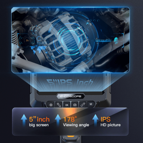 Endoscop industrial G10 Pro, camera rotativa 360°, ecran 5" IPS, 1080P,  cablu 5m [6]