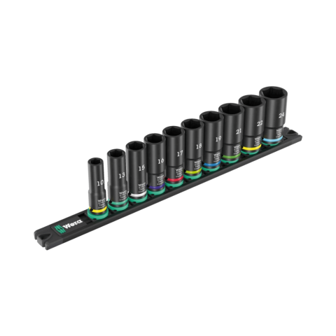 Truse de Scule - Set de chei tubulare de impact lungi pe sina magnetica, 9660, 3/8, 10 piese, Wera 05005590001