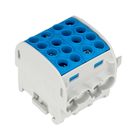 Blocuri de Distributie - Clema derivatie izolata de nul, Cu, 1 pol, 35mmp, 4 intrari / 4 iesiri, albastru, SCHRACK IK026222-X-4