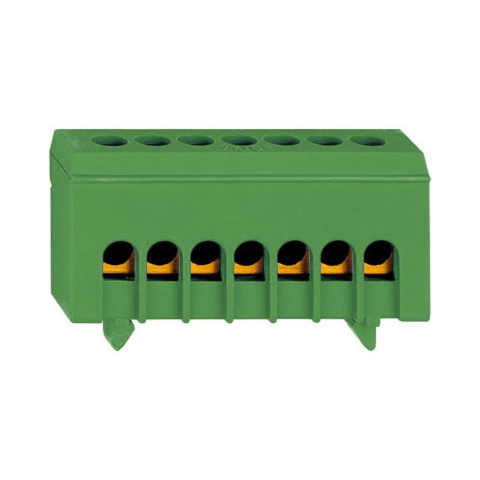 Blocuri de Distributie - Clema de derivatie izolata PE, 1 pol, 7 iesiri, verde-galben, SCHRACK IK021037I