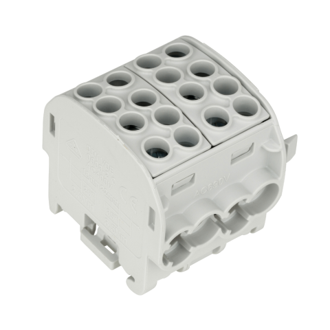 Blocuri de Distributie - Clema derivatie izolata, Cu, 1 pol, 35mmp, 4 intrari / 4 iesiri, gri, SCHRACK IK026212-X-4