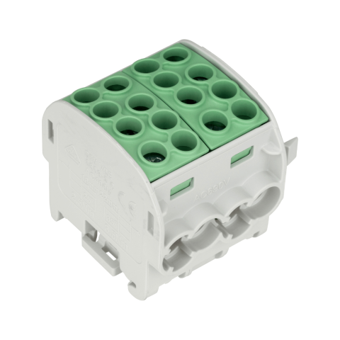 Clema derivatie izolata PE, Cu, 1 pol, 35mmp, 4 intrari / 4 iesiri, galben-verde, SCHRACK IK026232-X-4 [2]