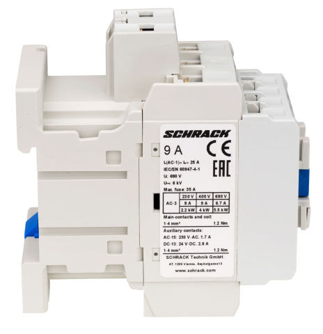 Contactor 3P, 230VAC, 9A, 4kW, 9A, 1ND+1NI, SCHRACK LZDC09B3 [6]
