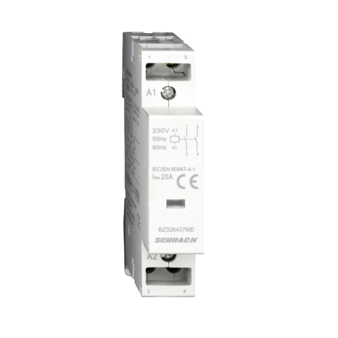 Contactoare - Contactor modular 20A, 230V AC, 2ND, AMPARO, SCHRACK BZ326437ME