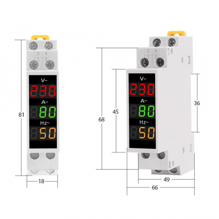 Voltmetru digital monofazic pentru sina tablou DIN, 80-500V AC, TAXNELE TX-VAHZ [1]