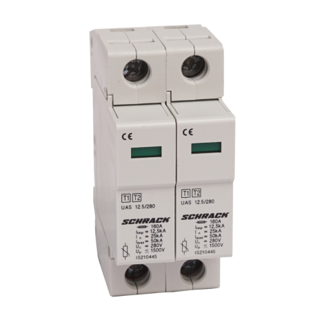 Descarcatoare de Supratensiune - Descarcator de supratensiune 2+0 T1+T2/BC, 12.5 kA/280V, SCHRACK IS210447