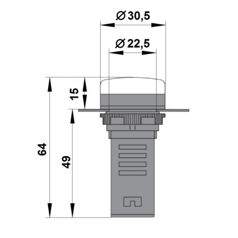 Lampa de semnalizare cu LED, monobloc, 230V-AC/DC, rosu, SCHRACK BZ501215-B [2]