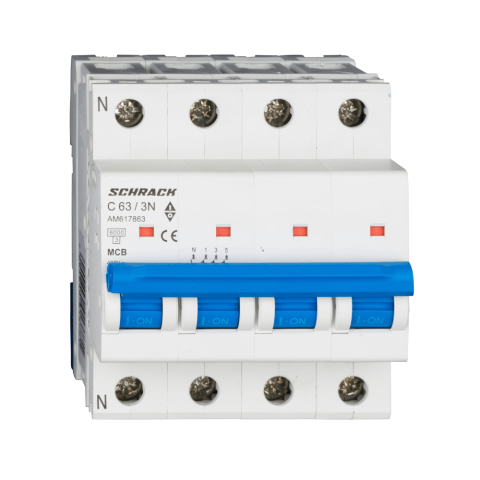 Electrice - Intrerupator automat modular (MCB) AMPARO, 6kA, C 63A, 3P+N, SCHRACK AM617863
