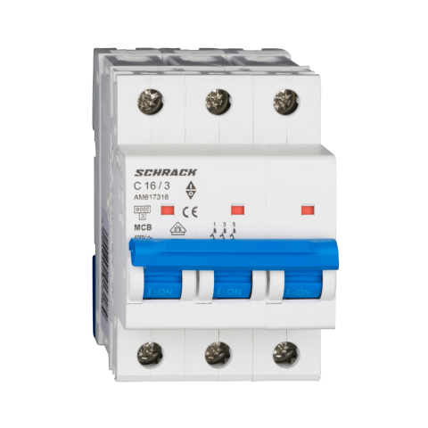 Sigurante Automate - Intrerupator automat modular (MCB) AMPARO, 6kA, C 16A, 3 poli, SCHRACK AM617316