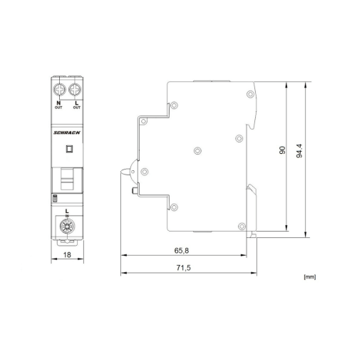 Intrerupator automat diferential, 1P+N, 6kA, C 25/003A, tip A, 1 modul, SCHRACK AI617525 [1]
