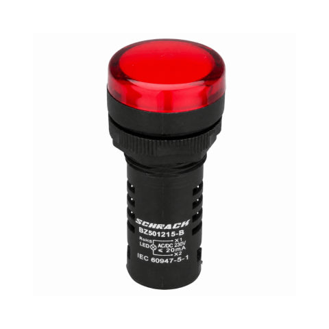 Accesorii Tablouri Electrice - Lampa de semnalizare cu LED, monobloc, 230V-AC/DC, rosu, SCHRACK BZ501215-B