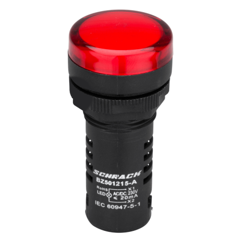Accesorii Tablouri Electrice - Lampa de semnalizare cu LED, monobloc, 230V-AC/DC, rosu, SCHRACK BZ501215-B