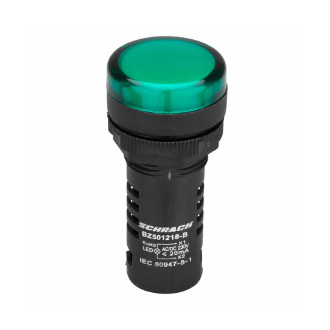 Accesorii Tablouri Electrice - Lampa de semnalizare cu LED, monobloc, 230V-AC/DC, verde, SCHRACK BZ501218-B