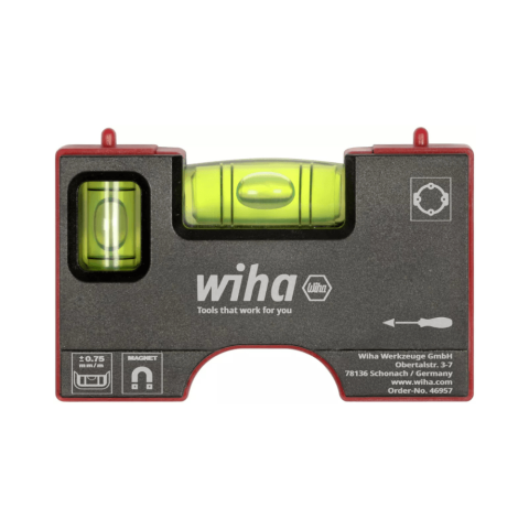 Nivele cu bula - Mini nivela magnetica de buzunar pentru electricieni, 8 cm, Wiha 46957