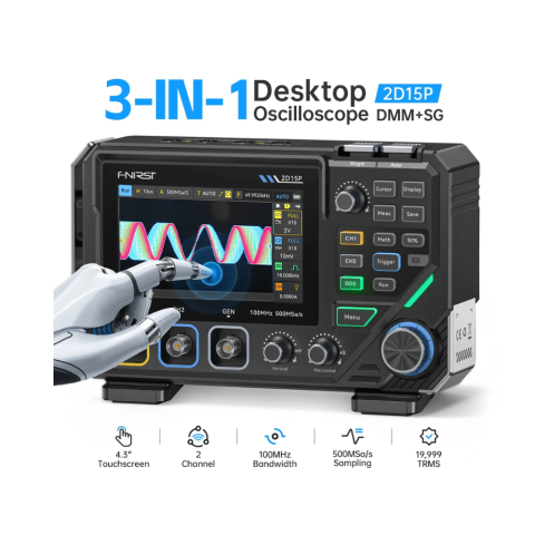 Osciloscop digital 2 canale 100 MHz + multimetru + generator de semnal 3in1 FNIRSI 2D15P [1]