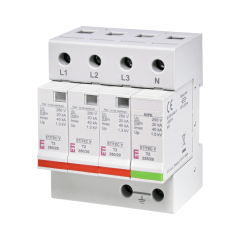 Descarcatoare de Supratensiune - Protectie la suprateniune ETITEC V T2 280/20 3+1 - ETI 002443015