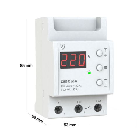 Releu protectie tensiune monofazat, 32A, TrueRMS, ZUBR D32t [1]