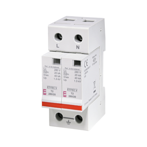 Distributie Comutatie si Protectie - Protectie supratensiune ETITEC V T2 280/20 2+0 - ETI 002443011