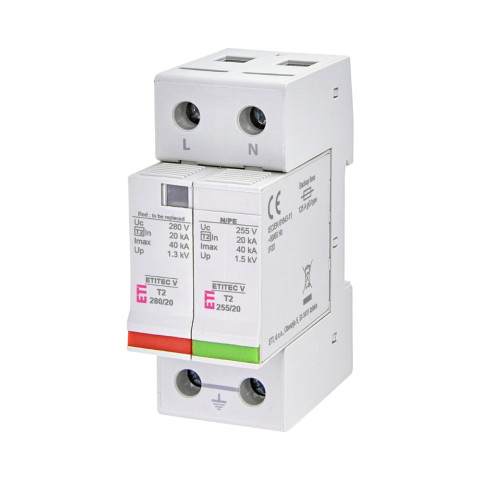Descarcatoare de Supratensiune - Protectie supratensiune ETITEC V T2 280/20 1+1 - ETI 002443012