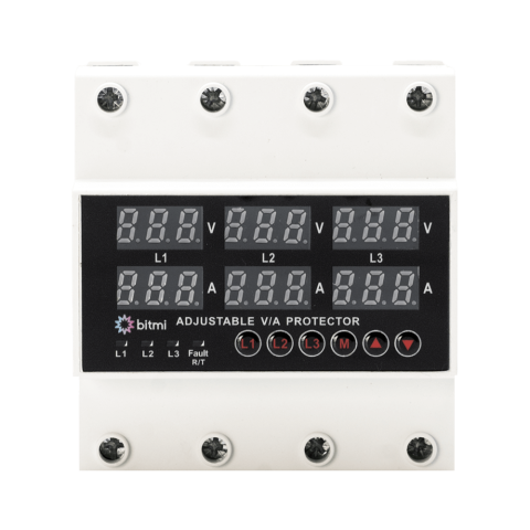 Releu trifazat sincron de protectie la tensiune si curent cu afisaj digital 1-63A, Bitmi 11853 [2]