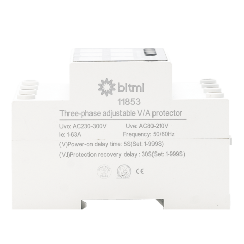 Releu trifazat sincron de protectie la tensiune si curent cu afisaj digital 1-63A, Bitmi 11853 [1]