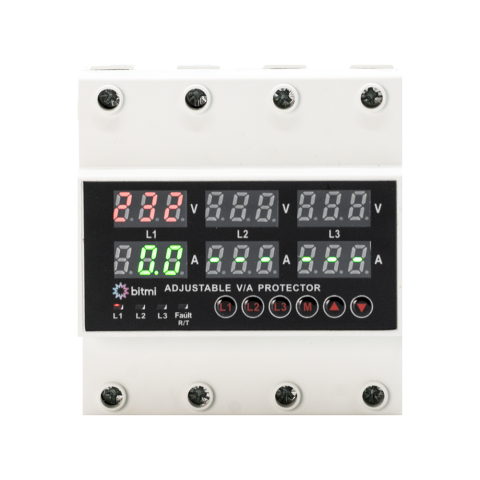 Releu trifazat sincron de protectie la tensiune si curent cu afisaj digital 1-63A, Bitmi 11853 [0]