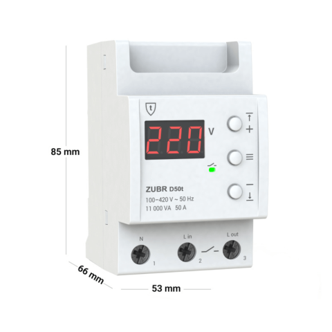 Releu protectie tensiune monofazat, 50A, TrueRMS, ZUBR D50t [1]