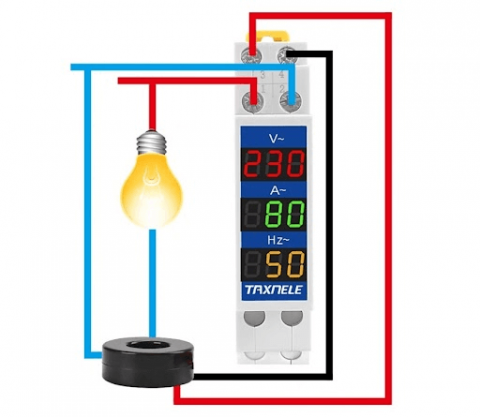 Voltmetru digital monofazic pentru sina tablou DIN, 80-500V AC, TAXNELE TX-VAHZ [2]