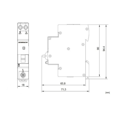 Intrerupator automat diferential, Tip A, B 10/003A, 1P+N, 6kA SCHRACK AI618510 [1]