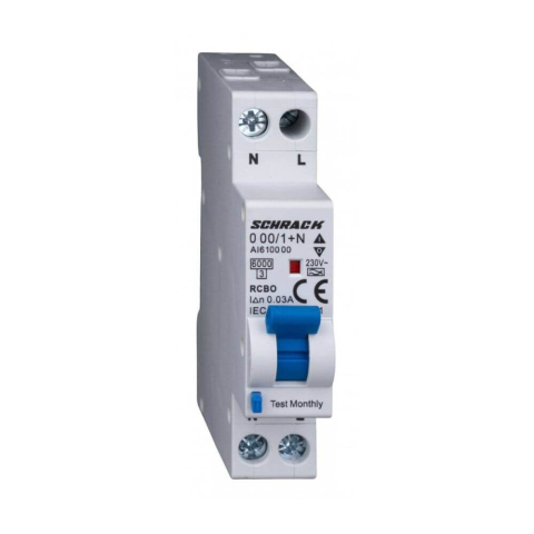 Sigurante Diferentiale RCBO - Diferential Tip A, B 16/003A, 1+N, 1 modul, 6kA, SCHRACK AI618516