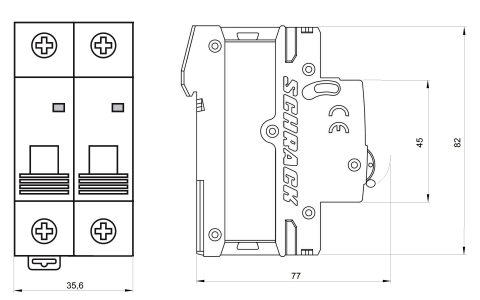 Siguranta automata modulara (MCB) AMPARO 6kA, B 10A, 2 poli, SCHRACK AM618210 [1]