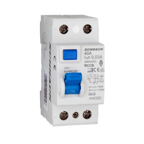 Protectii diferentiale RCCB - Siguranta diferentiala AMPARO (10kA), 40A, 2-poli, 30mA, tip A, SCHRACK AR054203