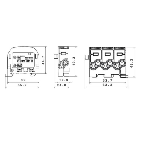 Clema de derivatie, Cu, 25mm², 1pol, gri, SCHRACK IK026110-X-4 [2]
