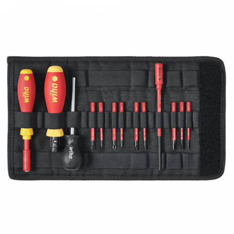 Surubelnite Electrician 1000V - Set surubelnita dinamometrica, 0.8–5 Nm, cu 9 biti si husa - Wiha 40674 TorqueVario-S electric