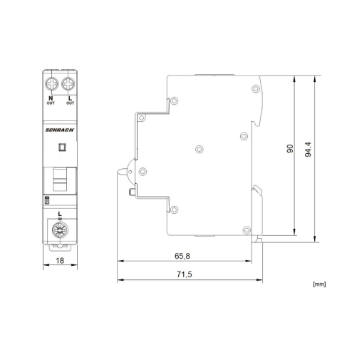 Intrerupator automat diferential, 1P+N, 6kA, B 20/003A, tip A, 1 modul, SCHRACK AI618520 [1]