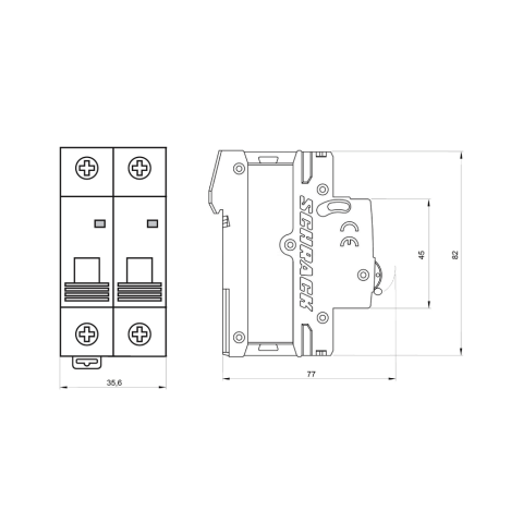 Intrerupator automat modular (MCB) AMPARO, 6kA, B 6A, 2 poli, SCHRACK AM618206 [1]