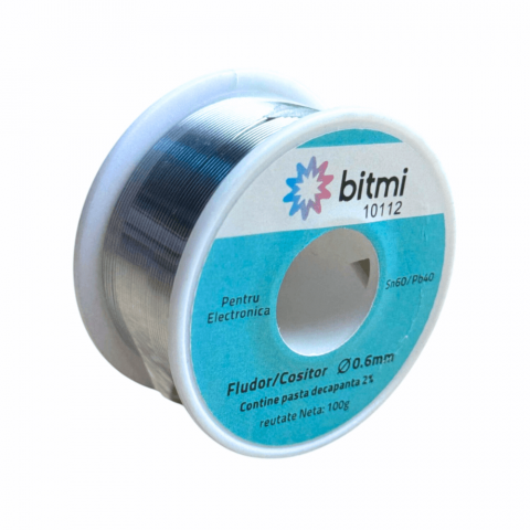 Fludor Sn60/Pb40 0.6mm 100g cu pasta decapanta, Bitmi 10112 [2]