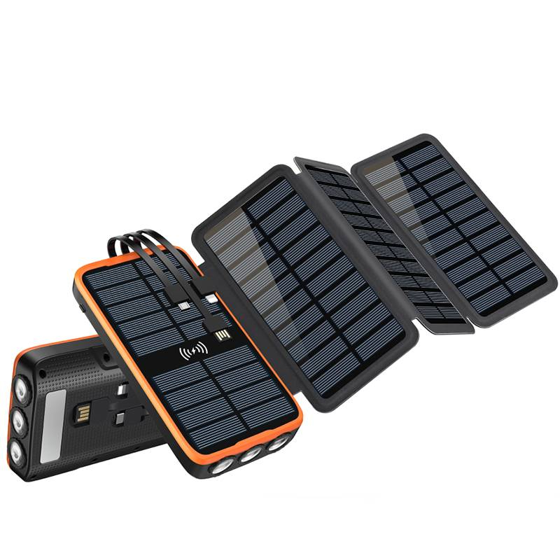 Clasp Photoelectric material Baterie externa solara cu 4 panouri solare si incarcare wireless - Bitmi.ro