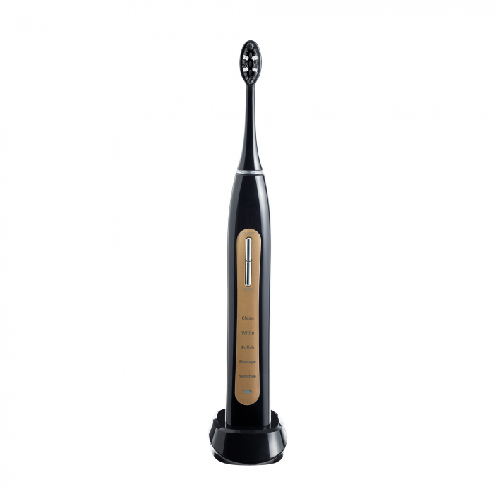 Periuta de dinti electrica VITAMMY Aurum, 96000 vibratii/min, 5 moduri de periaj, incarcare wireless Negru/Auriu [3]