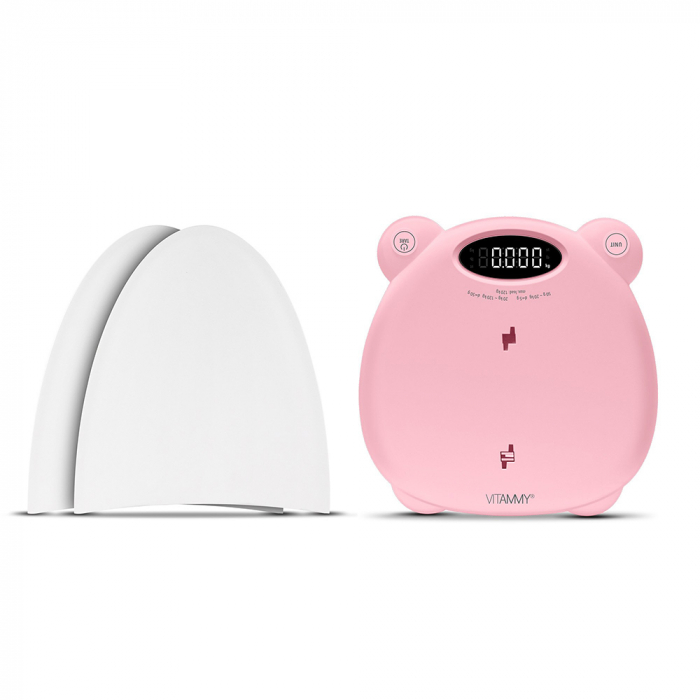 Cantar electronic Vitammy Babycinno, 4 in 1, pentru nou-nascuti, bebelusi, copii si adulti, tava detasabila, ecran LCD, greutate maxima 120 kg, Roz [4]