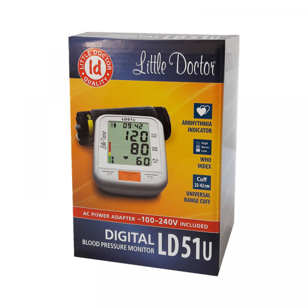 Tensiometru electronic de brat Little Doctor LD 51U, manseta 22 - 42 cm, indicator WHO, adaptor priza inclus, Alb/Gri [3]