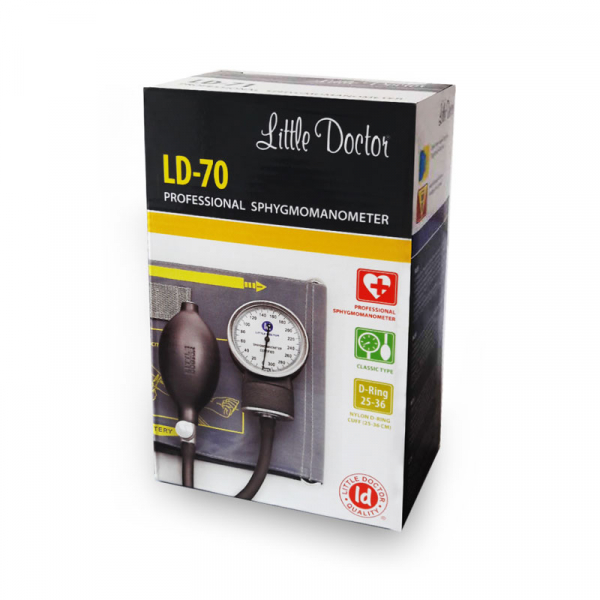 Tensiometru mecanic Little Doctor LD 70, profesional, manometru din metal, dimensiune manseta 25 – 36 cm, inel de fixare metalic, fara stetoscop, Negru/Gri [2]