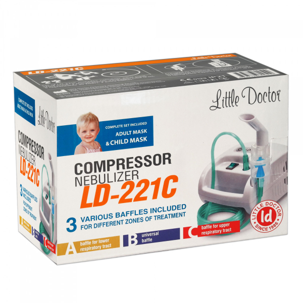 Aparat aerosoli cu compresor Little Doctor LD-221C PRO, 3 dispensere pentru reglarea dimensiunii particulelor, 3 masti, furtun de 6 m [4]