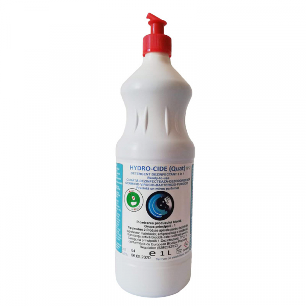 Detergent dezinfectant suprafete 3 in 1, Hydro-Cide (Quat) TP2, 1 L [1]