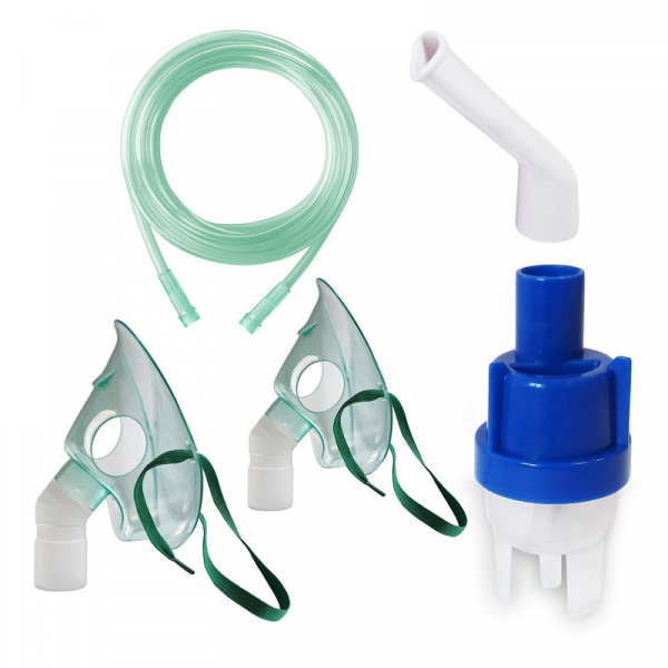 Kit accesorii universale pentru aparate aerosoli cu compresor RedLine RDA009, masca medie rotativa, masca bebelusi, furtun 2 m, pahar de nebulizare, piesa bucala [1]