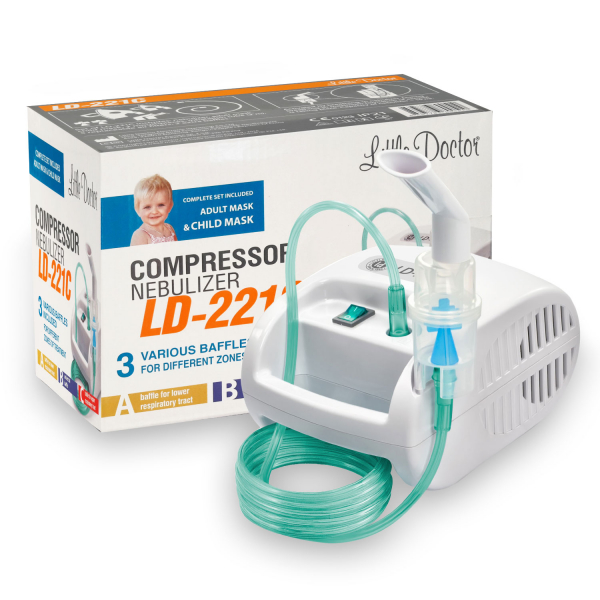 Aparat aerosoli cu compresor Little Doctor LD-221C PRO, 3 dispensere pentru reglarea dimensiunii particulelor, 3 masti, furtun de 6 m [2]