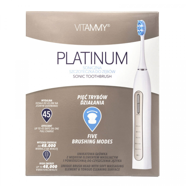 Periuta de dinti electrica VITAMMY Platinum, 48000 vibratii/min, 5 moduri de periaj, 2 capete incluse [4]