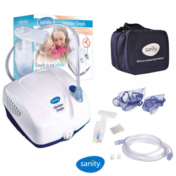 Aparat aerosoli cu compresor Sanity  Inhaler Simple, MMad 2.44 μm, compact si dimensiuni reduse, geanta de transport, alb [3]