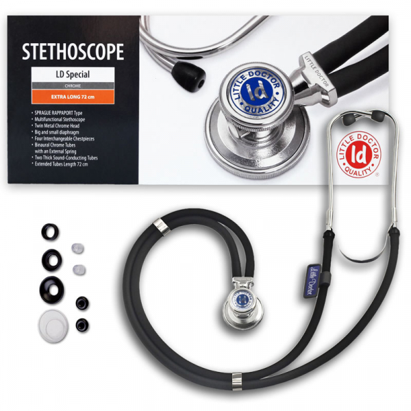 Stetoscop Little Doctor LD Special, 2 tuburi, lungime tub 72cm, Negru/Inox [4]