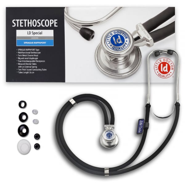 Stetoscop Little Doctor LD Special, 2 tuburi, lungime tub 56cm, Negru/Inox [3]